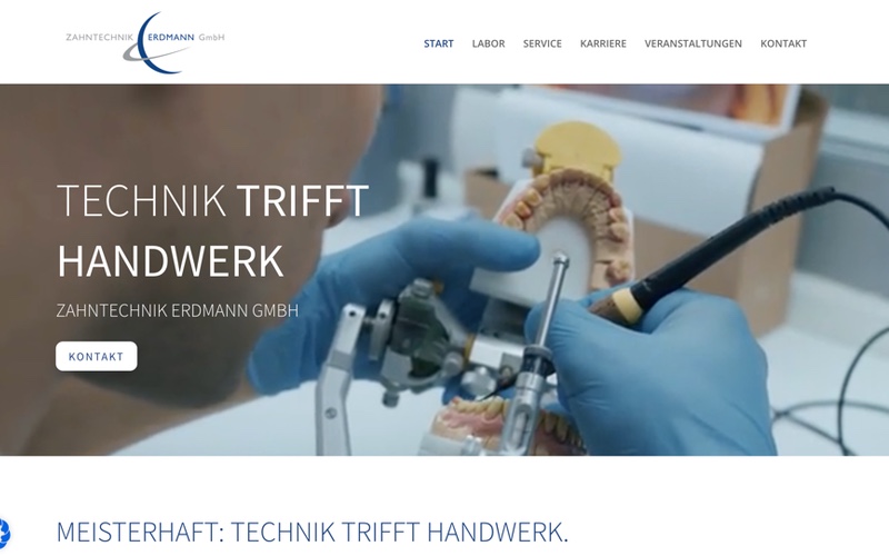 Homepage Webdesign Zahntechnik Erdmann