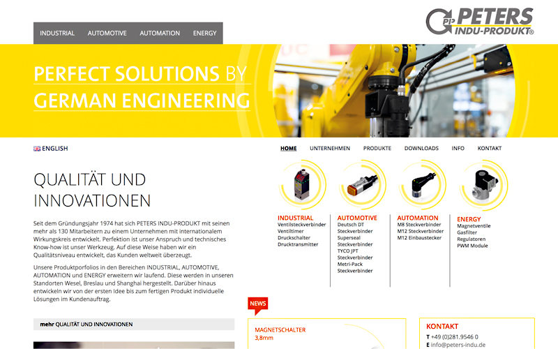 Webdesign Referenzen Industrie Peters Indu